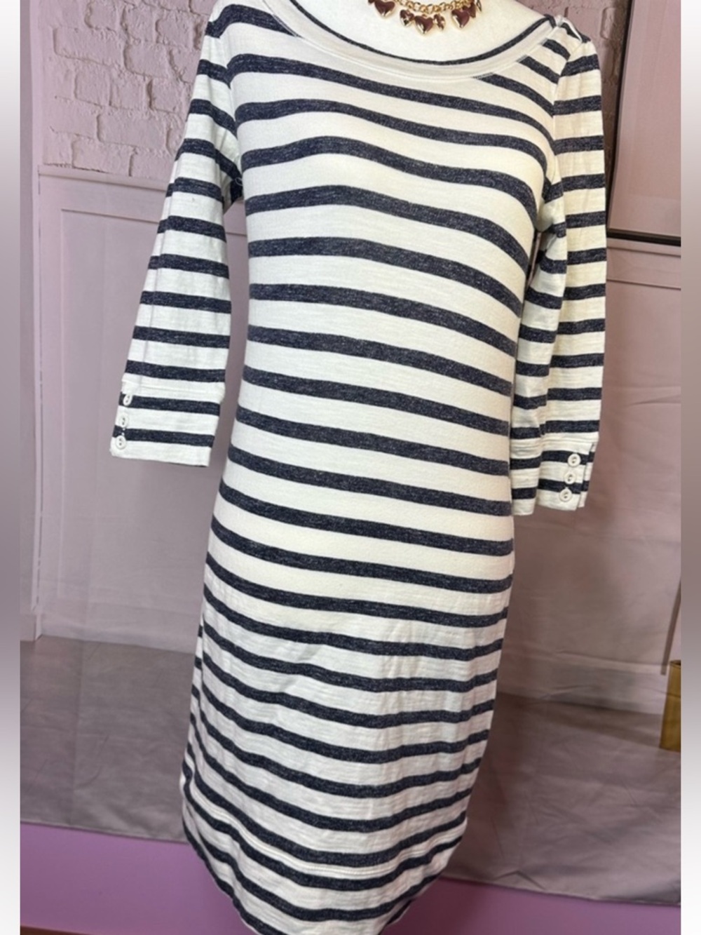 Banana Republic‎ Navy and White Striped Dress small - Picture 6 of 6